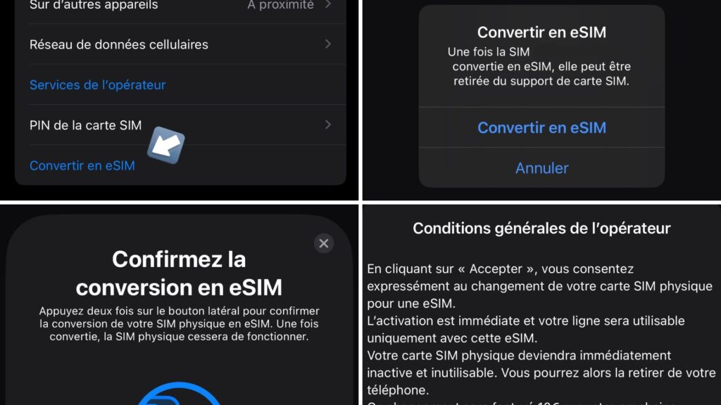 La conversion de sa carte SIM en eSIM sur iPhone avec Free Mobile // Source : Tiino-X83 via X