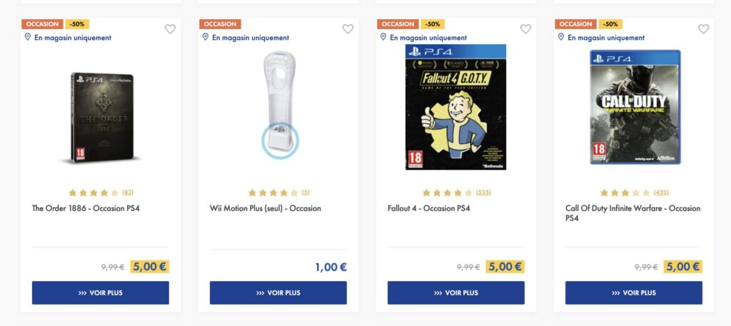 Plusieurs jeux remisés sur PS4.
