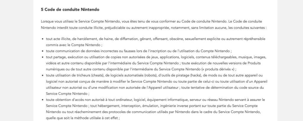 Le code de conduite de Nintendo prévoit d'ailleurs de pouvoir rendre inopérable une Switch piratée // Source : Nintendo - Numerama Le code de conduite de Nintendo prévoit d'ailleurs de pouvoir rendre inopérable une Switch piratée // Source : Nintendo - Numerama