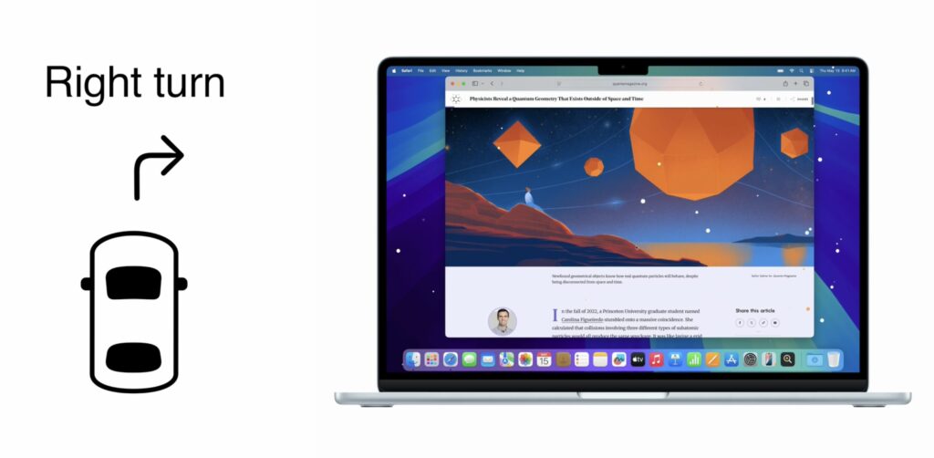 Le mode voiture sur Mac. // Source : Apple Le mode voiture sur Mac. // Source : Apple