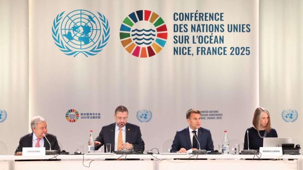 Macron à l'ouverture de la Conférence des Nations Unies pour l'Océan // Source : Compte X de Laurent Saint-Martin Macron à l'ouverture de la Conférence des Nations Unies pour l'Océan // Source : Compte X de Laurent Saint-Martin