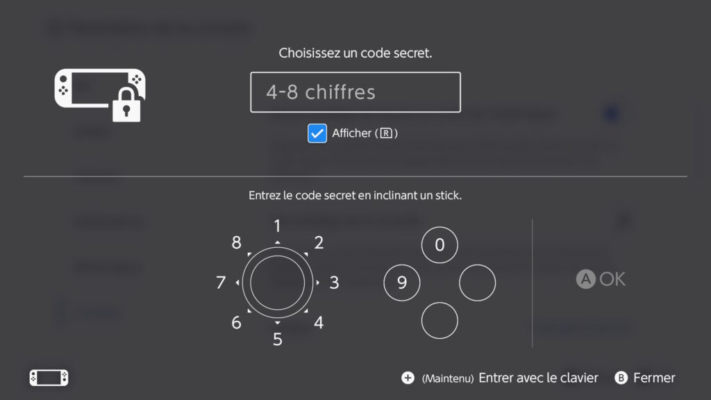 Le déverrouillage d'une Switch 2, avec des raccourcis pour chaque chiffre. Le déverrouillage d'une Switch 2, avec des raccourcis pour chaque chiffre.