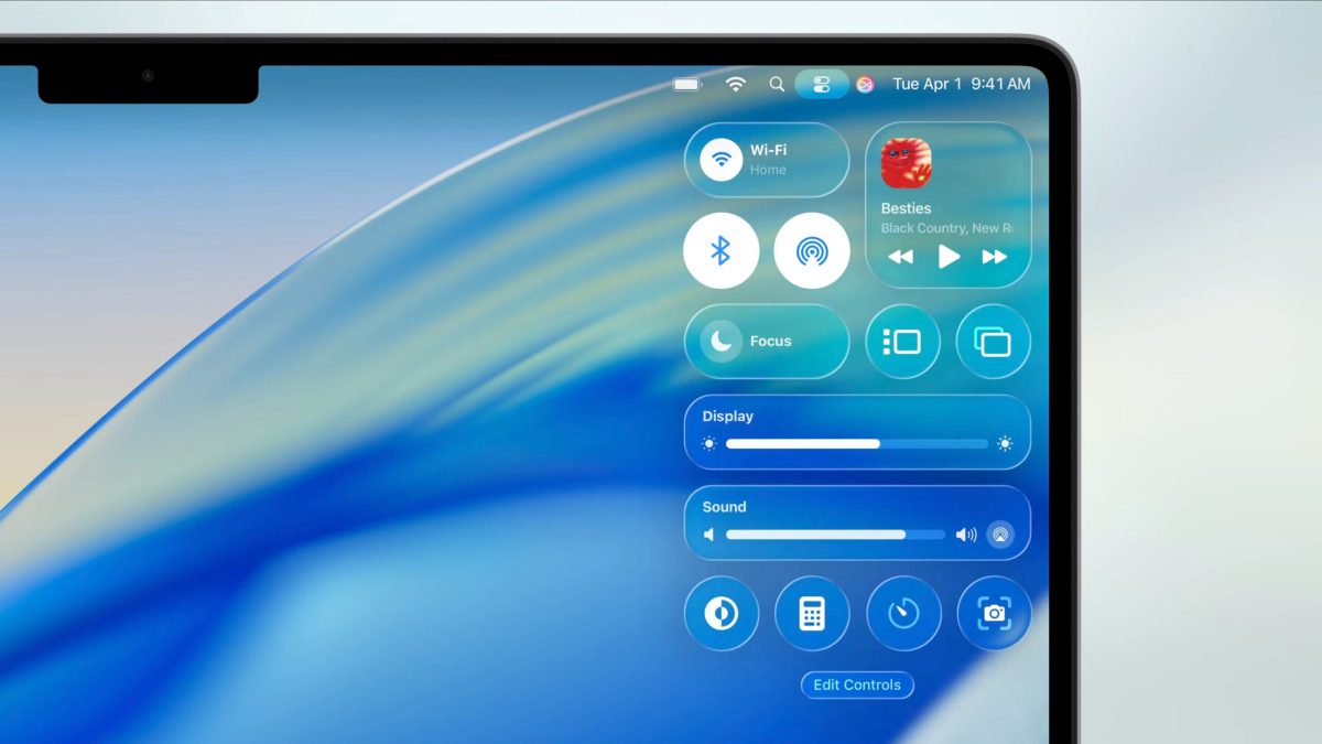Les widgets transparents dans macOS Tahoe. // Source : Apple Les widgets transparents dans macOS Tahoe. // Source : Apple