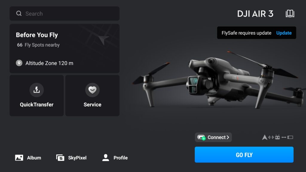 L'application DJI // Source : DJI L'application DJI // Source : DJI