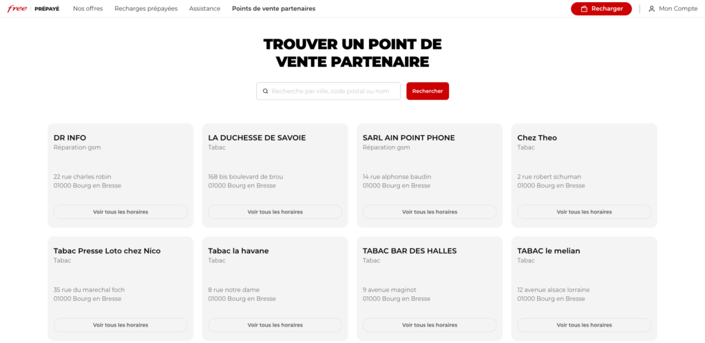 Le site renseigne les points de vente partenaires // Source : Capture Numerama Le site renseigne les points de vente partenaires // Source : Capture Numerama