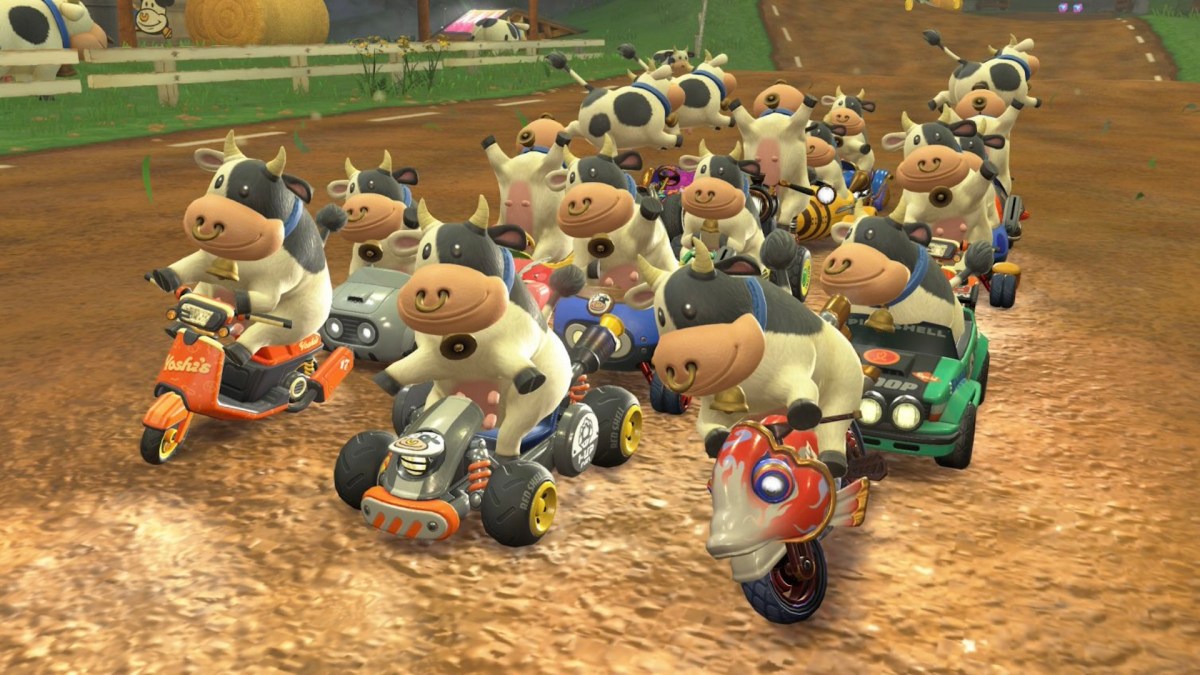 Plein de vaches dans Mario Kart World // Source : X Plein de vaches dans Mario Kart World // Source : X