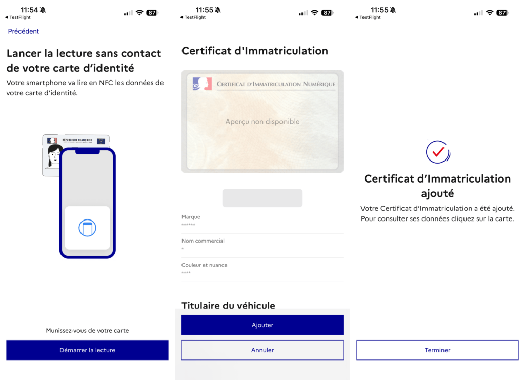 Dernière étape pour ajouter sa carte grise à France Identité. Dernière étape pour ajouter sa carte grise à France Identité.