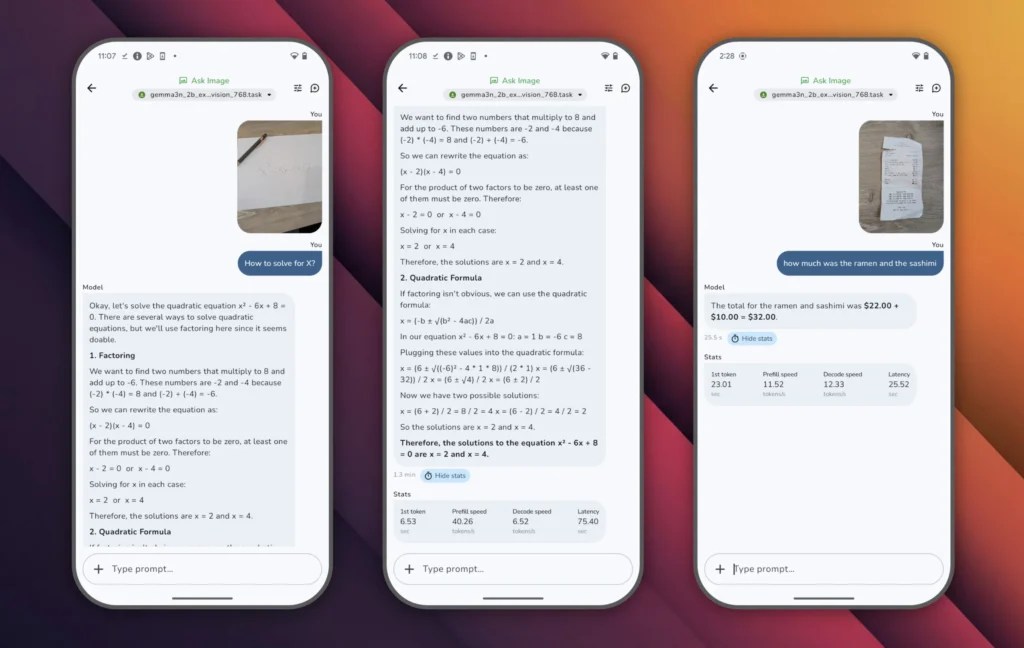 De la reconnaissance d'image dans l'application AI Edge Gallery // Source : Google