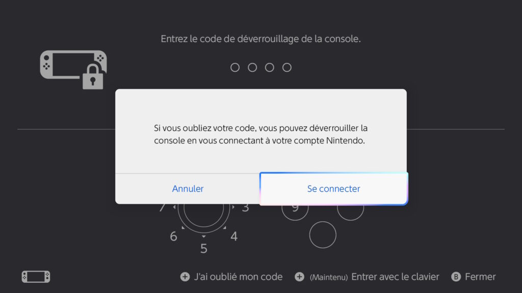 Code PIN sur la Nintendo Switch 2 // Source : Capture d'écran