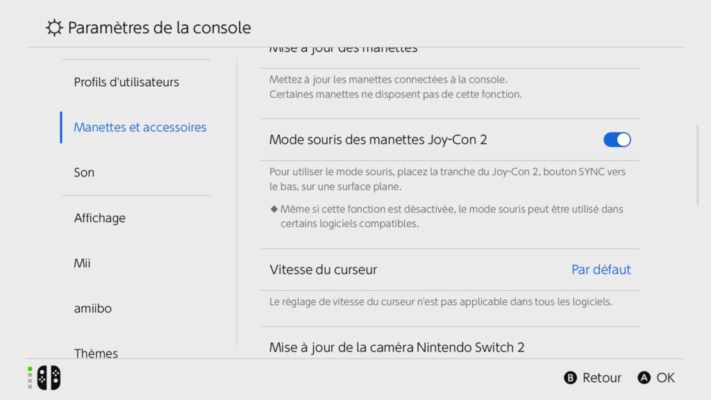 Le mode souris dans la Nintendo Switch 2 // Source : Capture Switch 2 Le mode souris dans la Nintendo Switch 2 // Source : Capture Switch 2