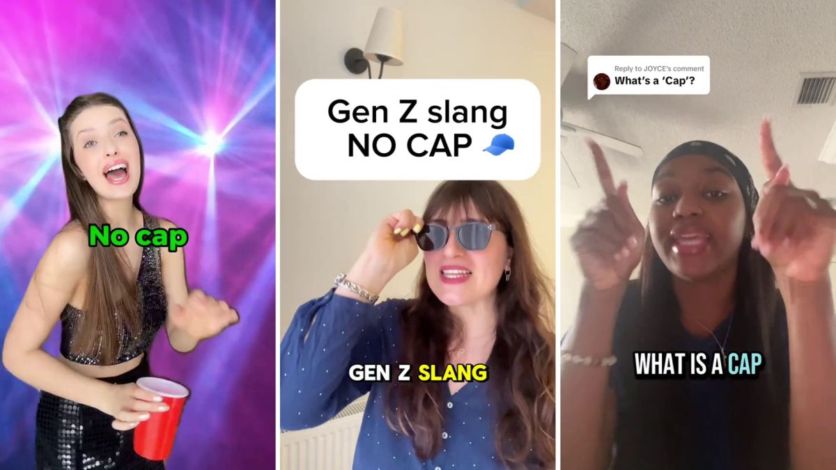 Des exemples de « cap » et « no cap » sur TikTok // Source : Montage Numerama Des exemples de « cap » et « no cap » sur TikTok // Source : Montage Numerama