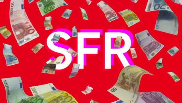 Une pluie d'argent sur le logo SFR. // Source : Numerama Une pluie d'argent sur le logo SFR. // Source : Numerama