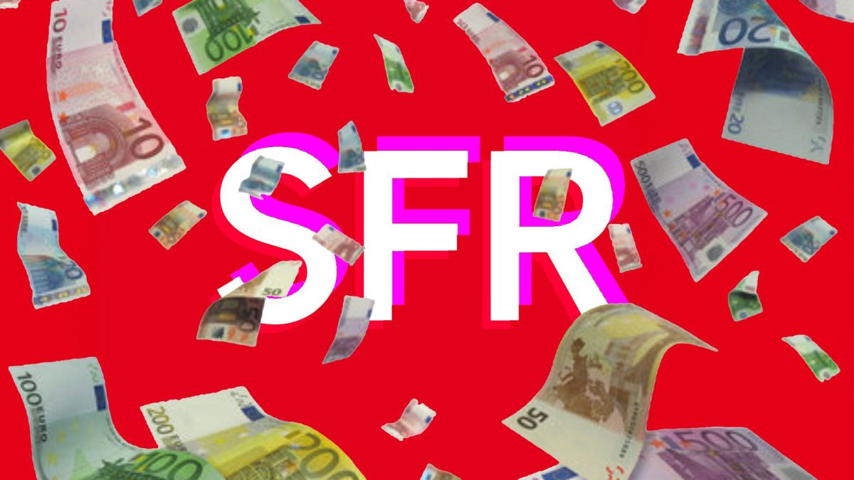Une pluie d'argent sur le logo SFR. // Source : Numerama Une pluie d'argent sur le logo SFR. // Source : Numerama