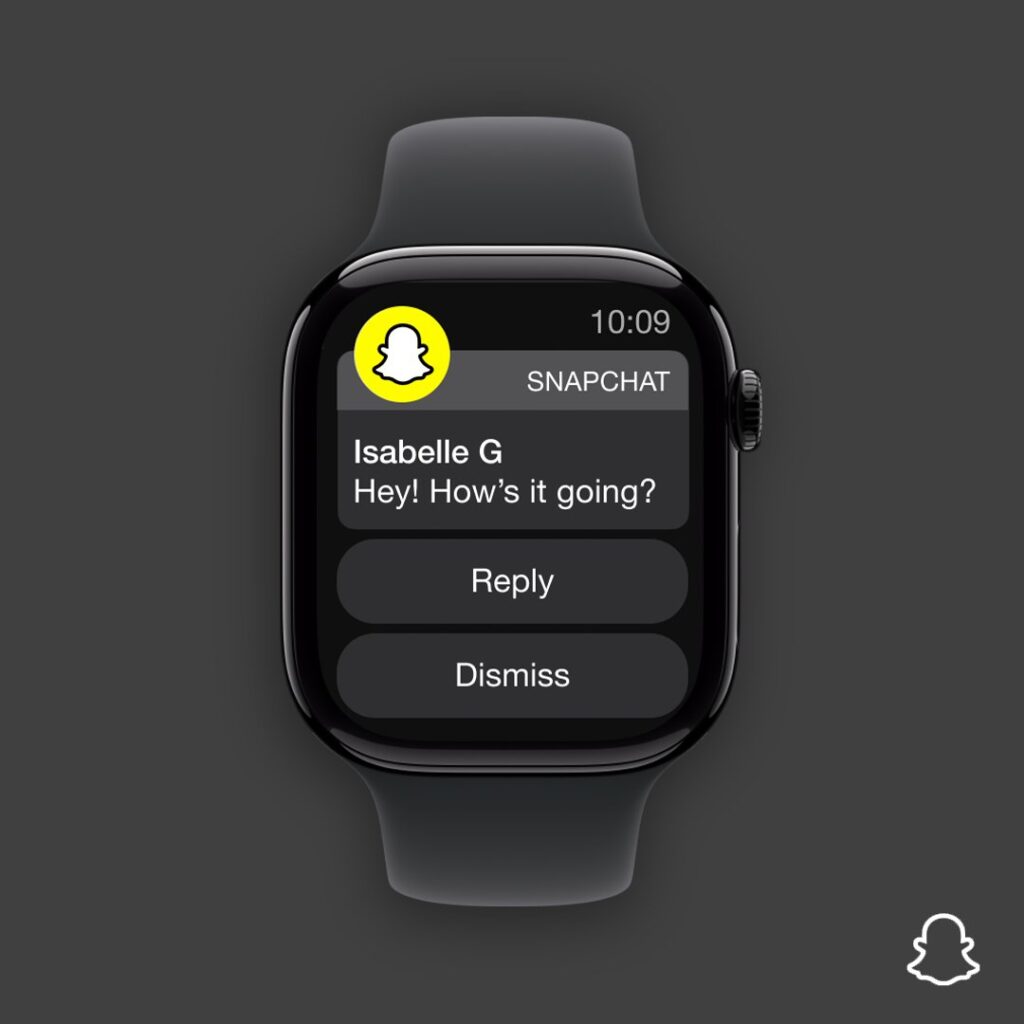 L'interface de Snapchat sur Apple Watch // Source : Snapchat L'interface de Snapchat sur Apple Watch // Source : Snapchat