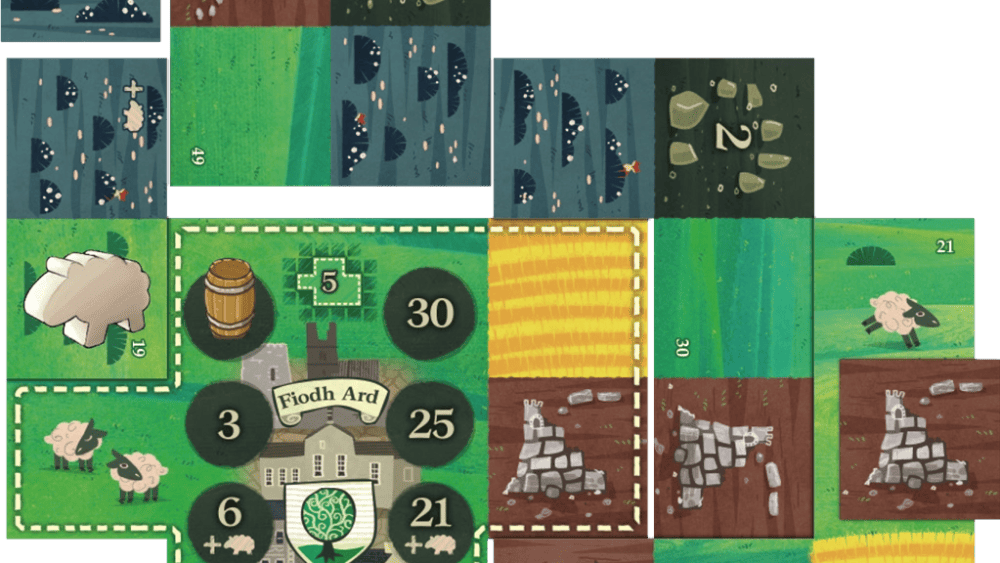 Quelques tuiles déjà posées autour du village. // Source : Lookout Games Quelques tuiles déjà posées autour du village. // Source : Lookout Games
