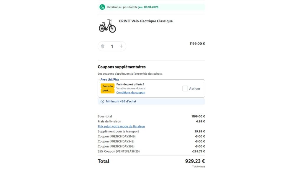 -15 € avec les French Days et - 299 € avec le coupon Vente flash -15 € avec les French Days et - 299 € avec le coupon Vente flash