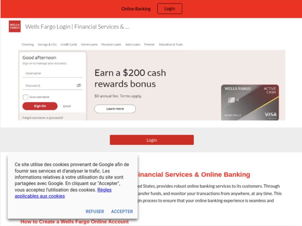 Site frauduleux de Wells Fargo, mis en avant par le résumé de l'IA générative // Source : Netcraft Site frauduleux de Wells Fargo, mis en avant par le résumé de l'IA générative // Source : Netcraft