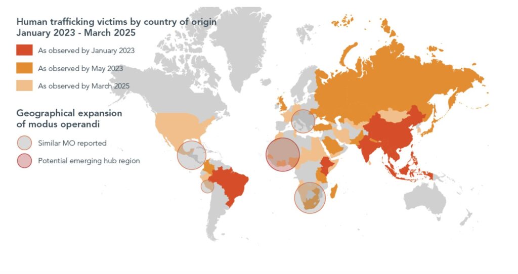 L'Afrique de l'Ouest, mais également l'Amérique Centrale, l'Afrique australe et une partie de l'Europe de l'Est font partie des potentiels hubs en devenir du trafic d'êtres humains // Source : Interpol L'Afrique de l'Ouest, mais également l'Amérique Centrale, l'Afrique australe et une partie de l'Europe de l'Est font partie des potentiels hubs en devenir du trafic d'êtres humains // Source : Interpol