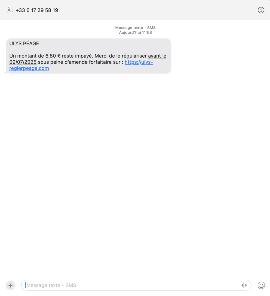 SMS frauduleux reçu par un collaborateur d'Humanoïd // Source : Numerama SMS frauduleux reçu par un collaborateur d'Humanoïd // Source : Numerama