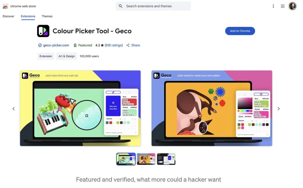 L'application Color Picker Tool de Geco a depuis été retirée de Chrome Web Store et Microsoft Edge // Source : Koi Security L'application Color Picker Tool de Geco a depuis été retirée de Chrome Web Store et Microsoft Edge // Source : Koi Security