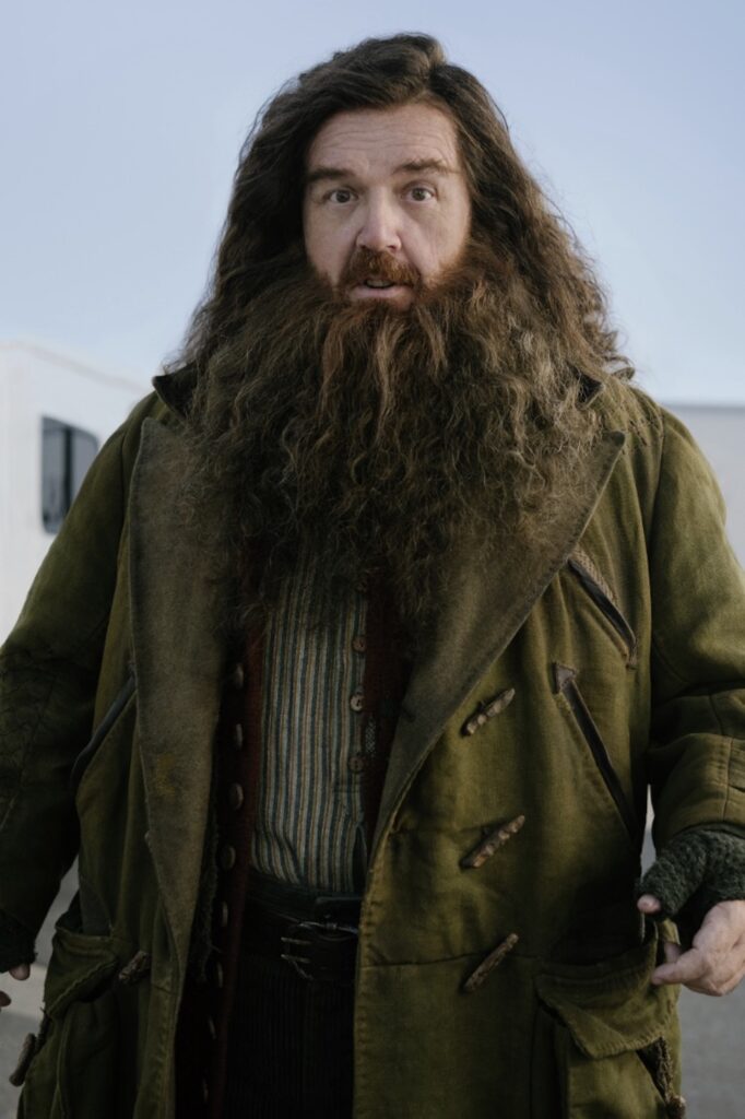 Nick Frost dans le rôle d'Hagrid // Source : Aidan Monaghan/HBO