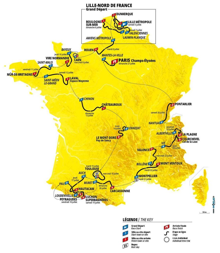 Le tracé du Tour de France 2025 // Source : Tour de France Le tracé du Tour de France 2025 // Source : Tour de France