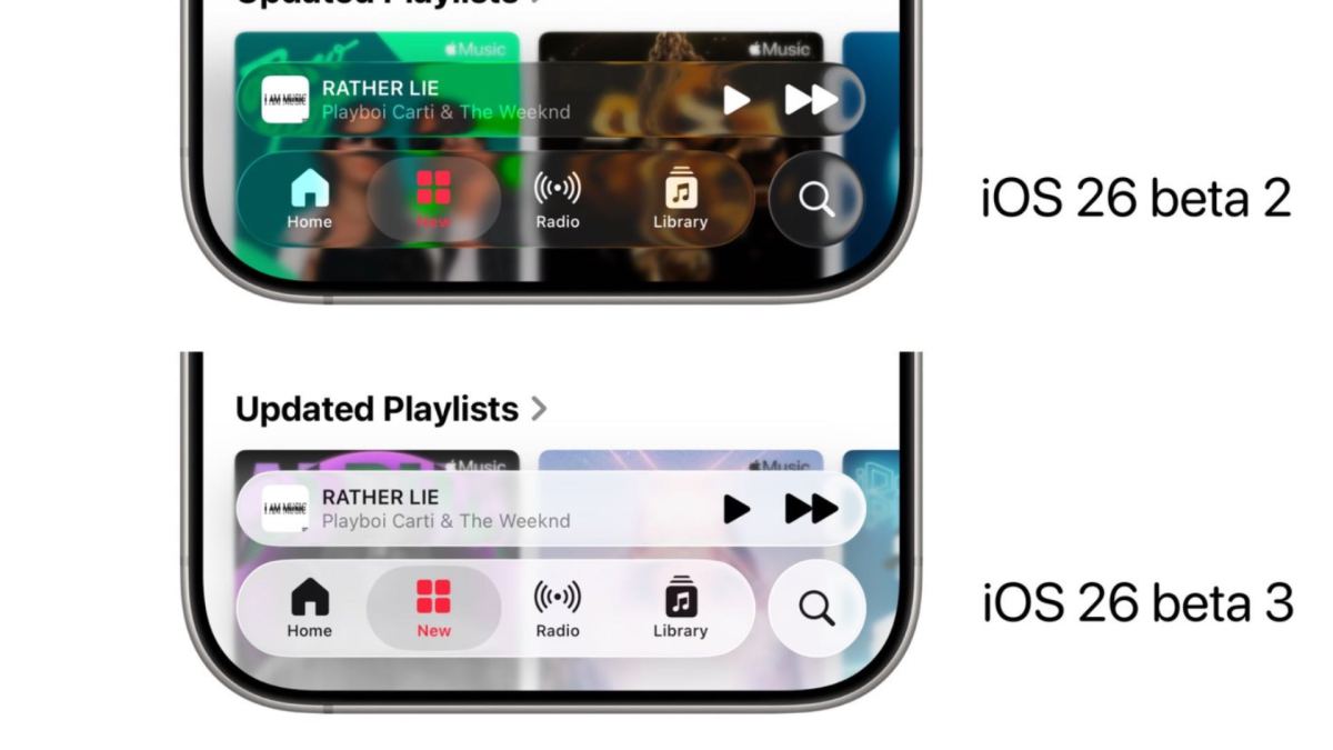 iOS 26 beta 2 et beta 3. // Source : Apple Hub / X iOS 26 beta 2 et beta 3. // Source : Apple Hub / X