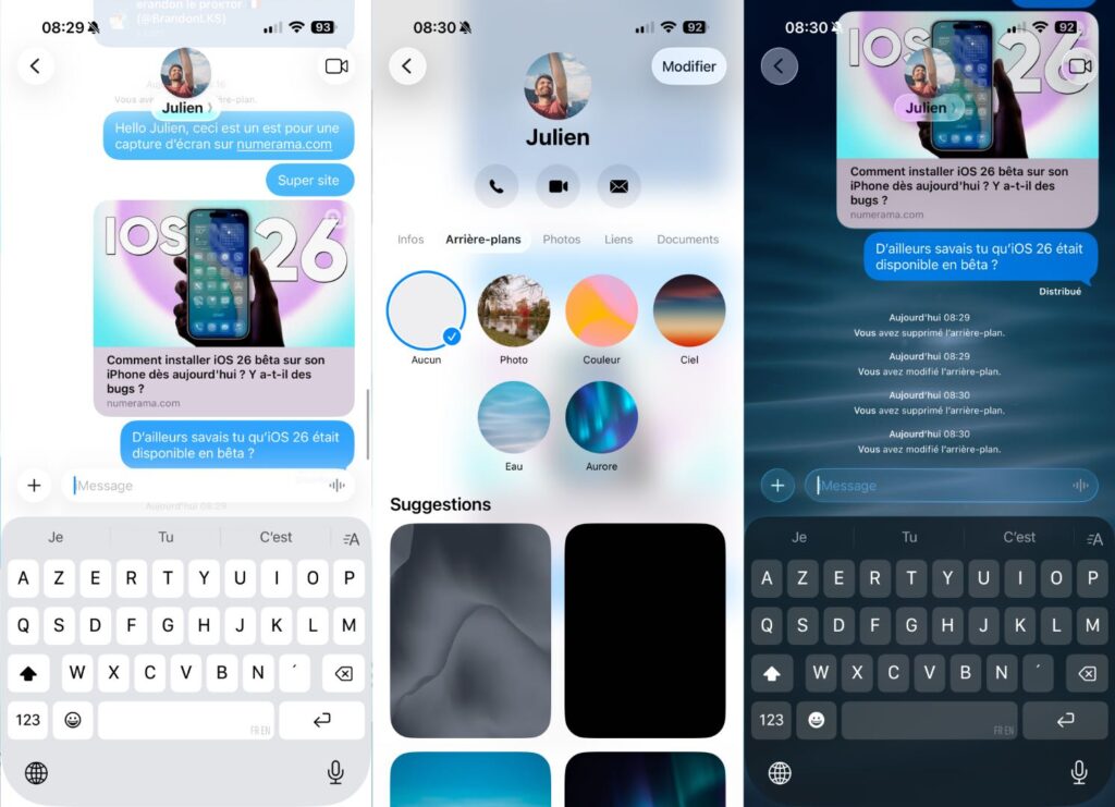 Il y a enfin des arrière-plans derrière les conversations iMessage dans iOS 26. Il y a enfin des arrière-plans derrière les conversations iMessage dans iOS 26.