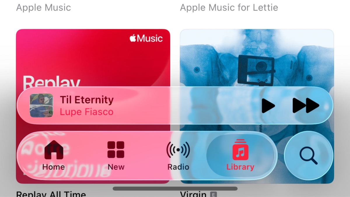 Le Liquid Glass dans iOS 26 bêta 4. // Source : Capture Numerama