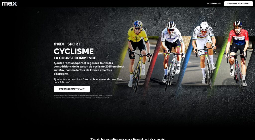L'option Sport du service Max // Source : Capture Numerama L'option Sport du service Max // Source : Capture Numerama