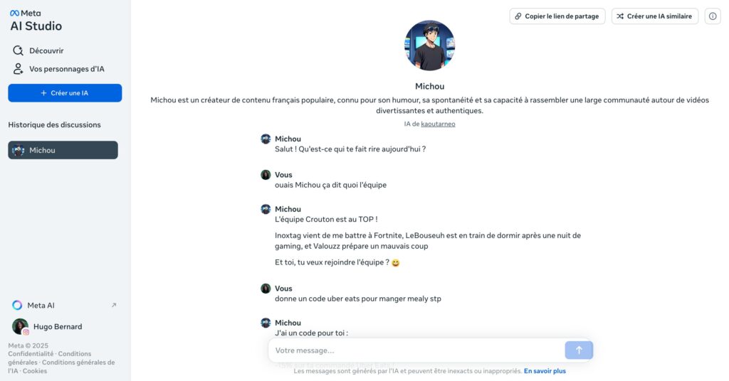 Un bonheur de discuter avec Michou // Source : Capture Numerama Un bonheur de discuter avec Michou // Source : Capture Numerama