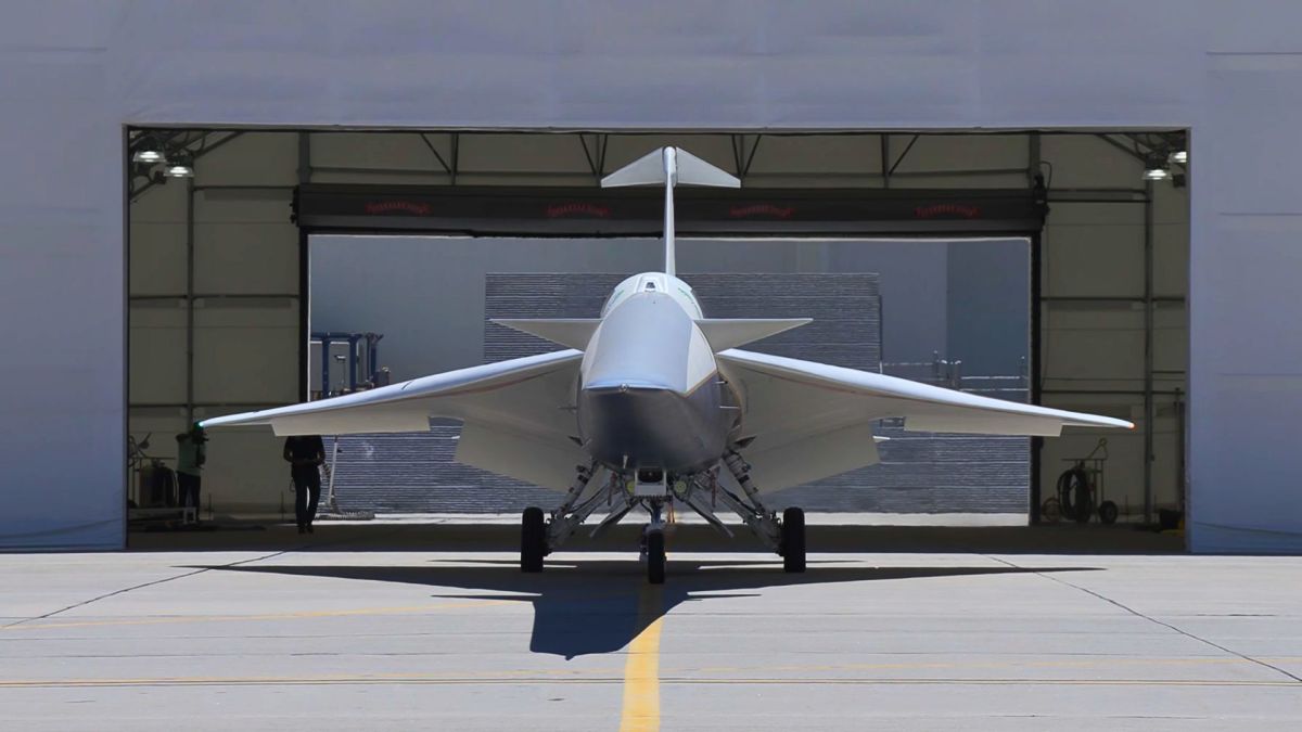 L'avion X-59 en mouvement. // Source : Capture YouTube NASA Armstrong Flight Research Center L'avion X-59 en mouvement. // Source : Capture YouTube NASA Armstrong Flight Research Center