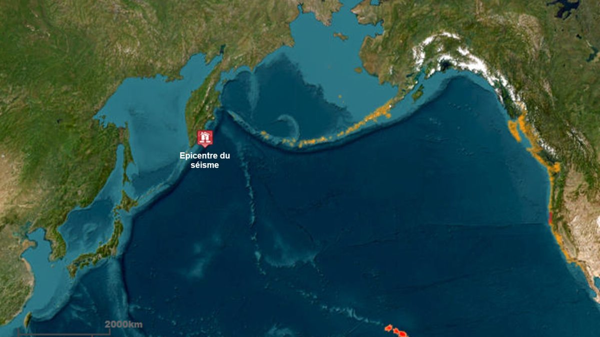 Carte montrant l'épicentre du séisme. // Source : Tsunami.gov (modifiée) Carte montrant l'épicentre du séisme. // Source : Tsunami.gov (modifiée)