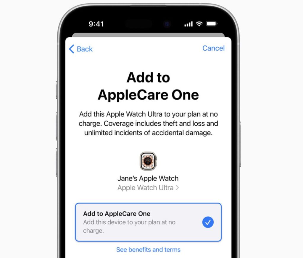 Ajouter un produit à son assurance AppleCare One est très facile.