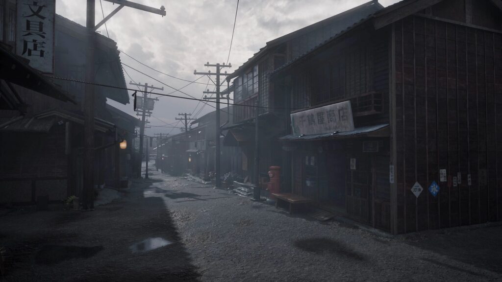 Une rue traquille de la ville de dans Silent Hill f // Source : Konami Une rue traquille de la ville de dans Silent Hill f // Source : Konami