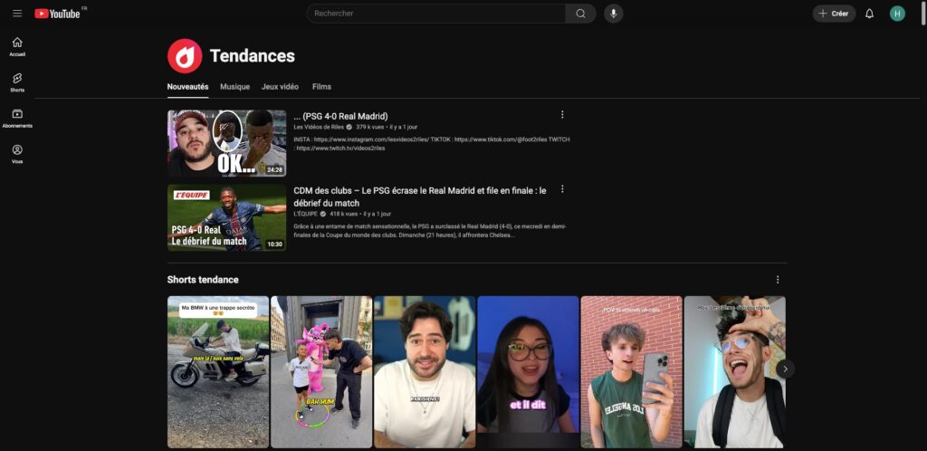 La page Tendances sur YouTube // Source : Capture Numerama La page Tendances sur YouTube // Source : Capture Numerama