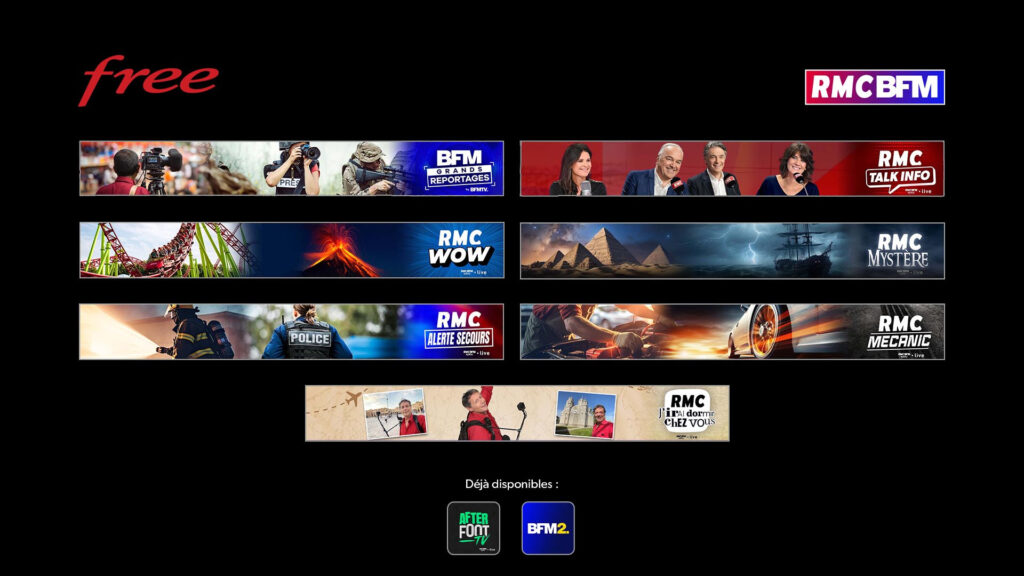 Les nouvelles chaînse RMC et BFM qui arrivent sur les Freebox // Source : Free Les nouvelles chaînse RMC et BFM qui arrivent sur les Freebox // Source : Free