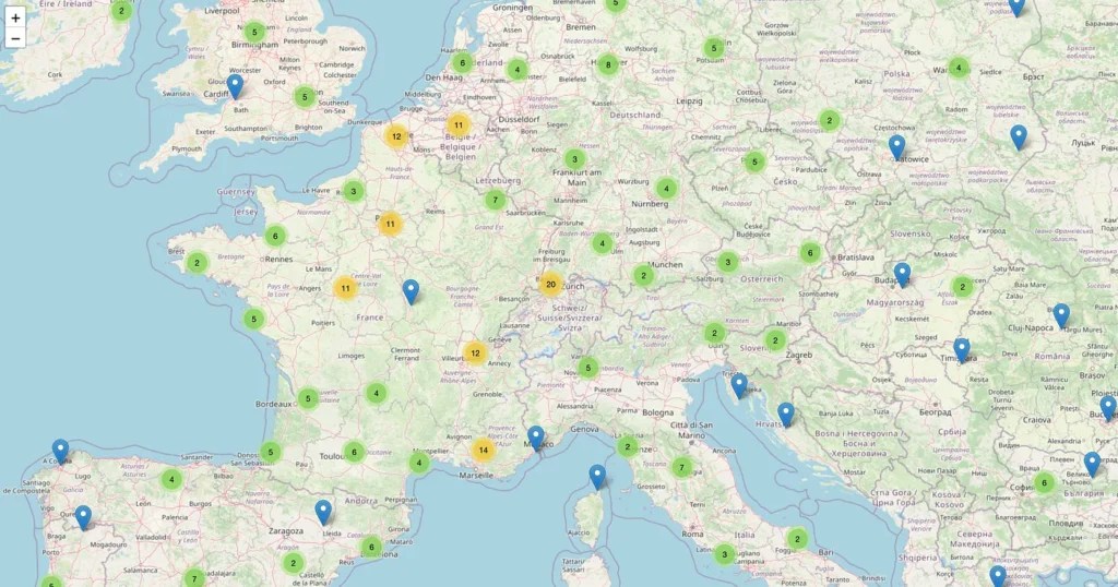 teslamap.io est une carte interactive qui affiche en temps réel la localisation des véhicules concernés par une mauvaise configuration de TeslaMate // Source : Seyfullah KILIÇ