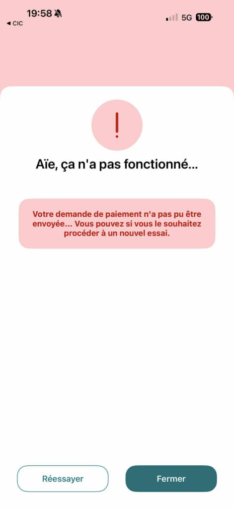 Wero ne fonctionne pas avec CIC Pay