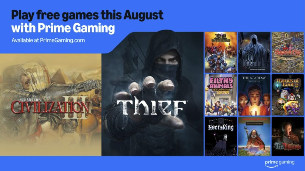 Amazon Prime Gaming en août 2025 // Source : Amazon Amazon Prime Gaming en août 2025 // Source : Amazon