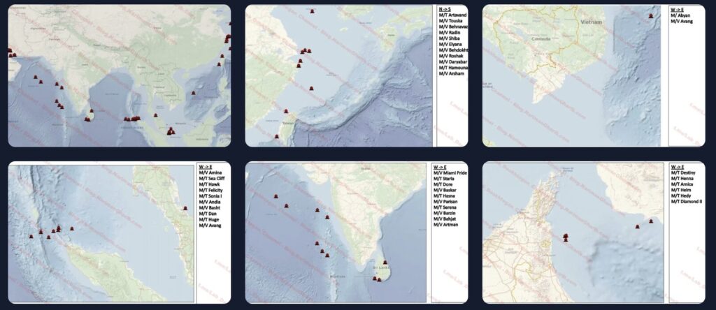 Position des navires iraniens au moment de l'attaque