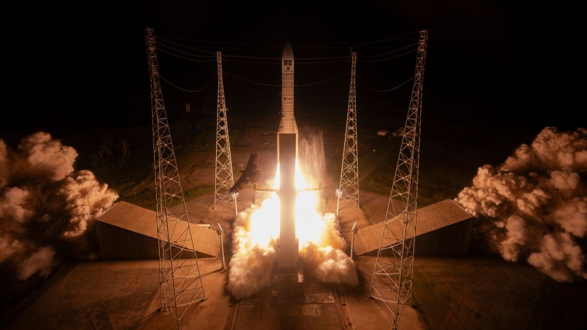 Décollage d'Ariane 6. // Source : Flickr/CC/ESA (photo recadrée)