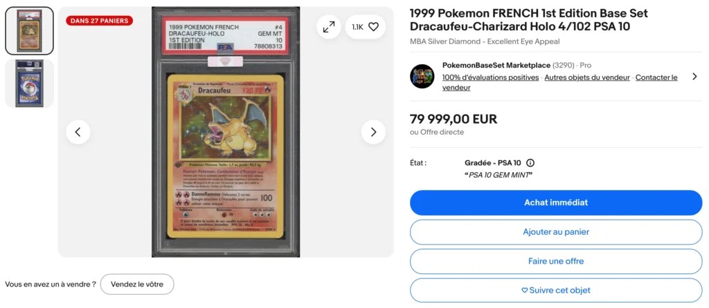 Dracaufeu 1re édition set de base en vente sur eBay Dracaufeu 1re édition set de base en vente sur eBay