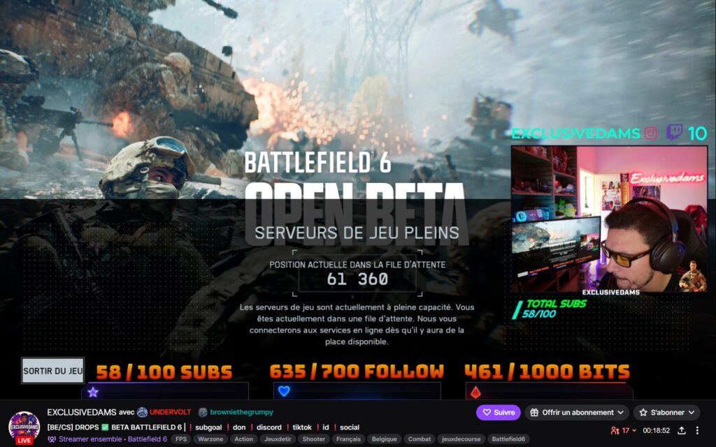 File d'attente sur la Bêta de Battlefield 6