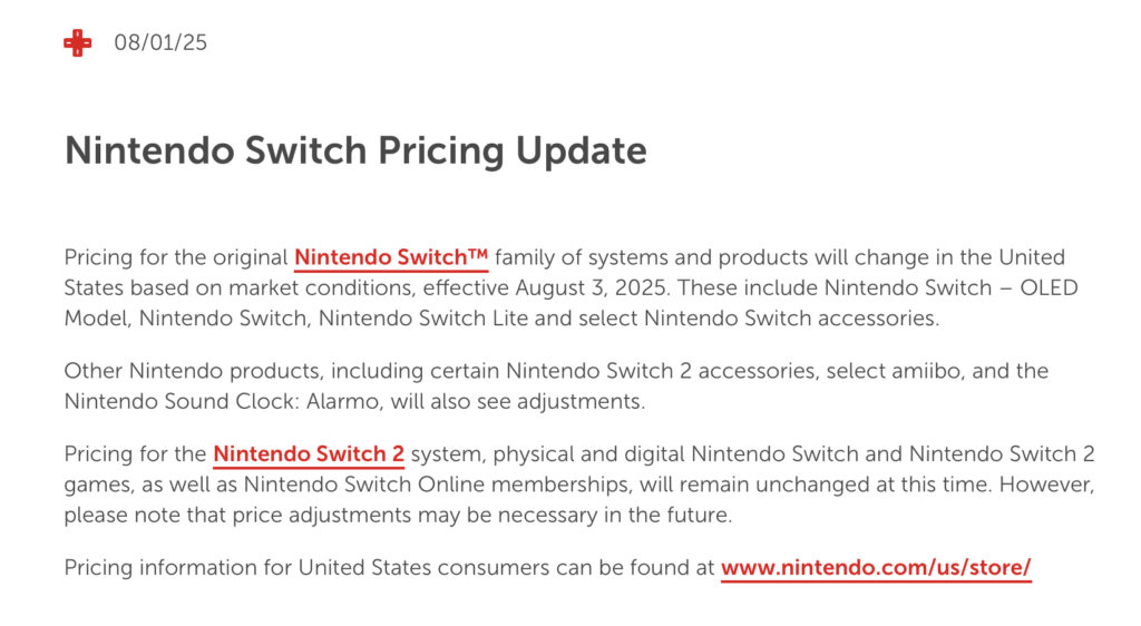 Le communiqué de Nintendo. Le communiqué de Nintendo.