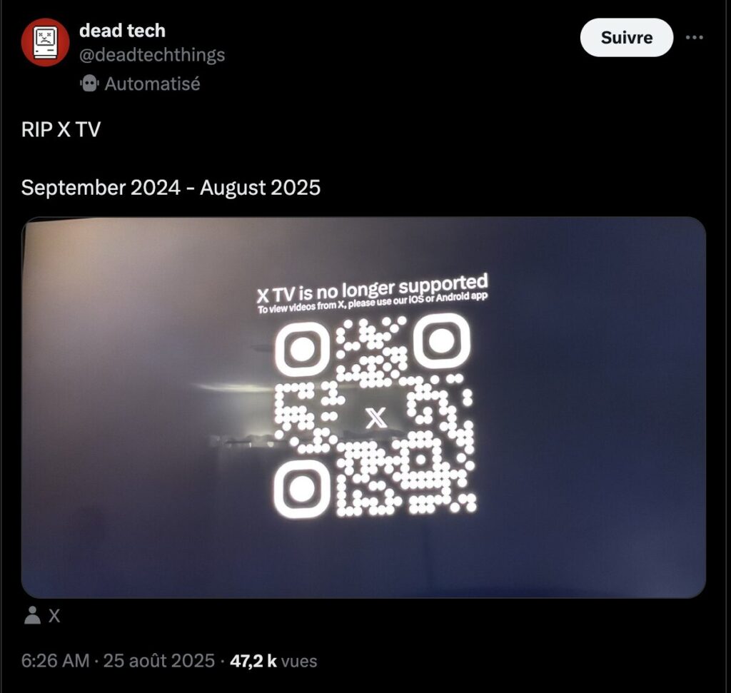 La page d'accueil de X TV incite désormais à télécharger l'application X sur son smartphone. La page d'accueil de X TV incite désormais à télécharger l'application X sur son smartphone.