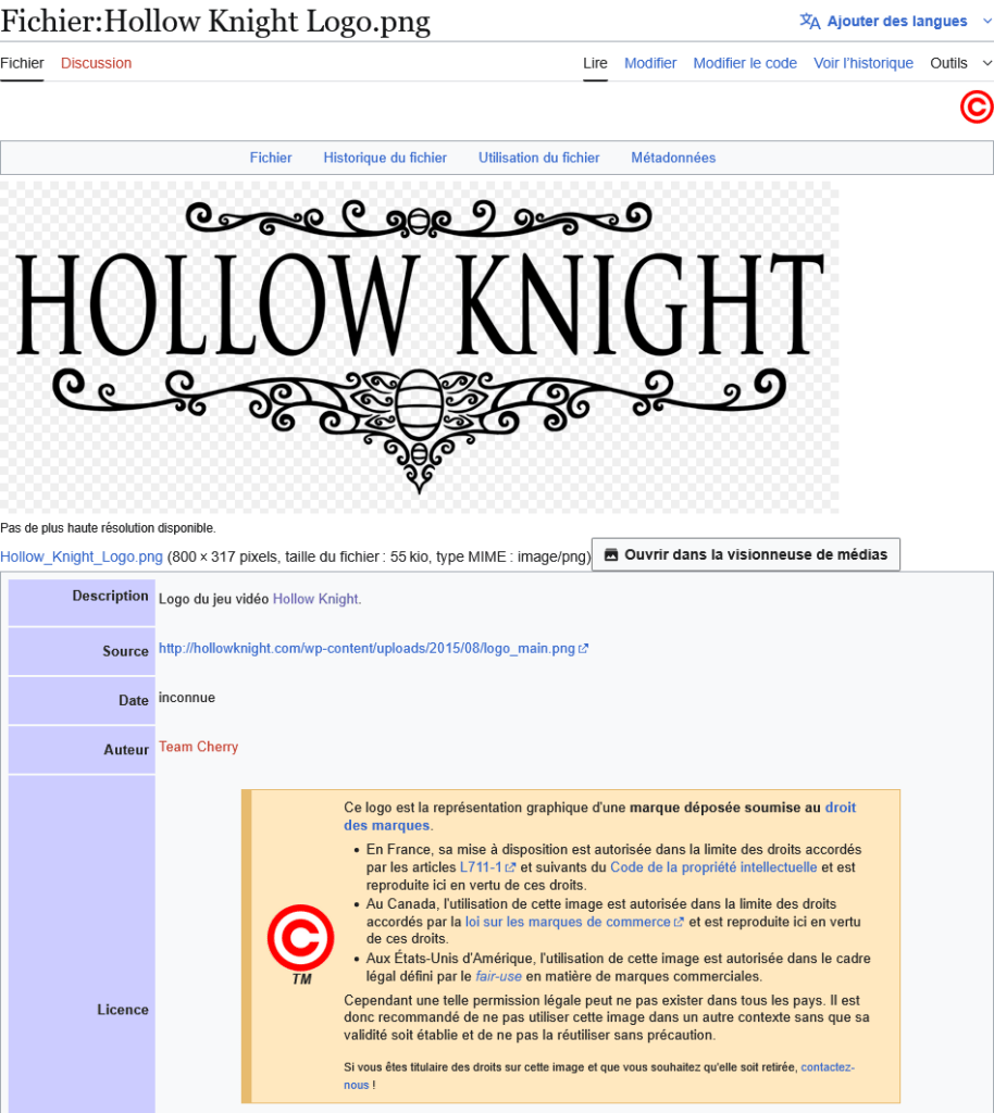 avertissement Hollow Knight