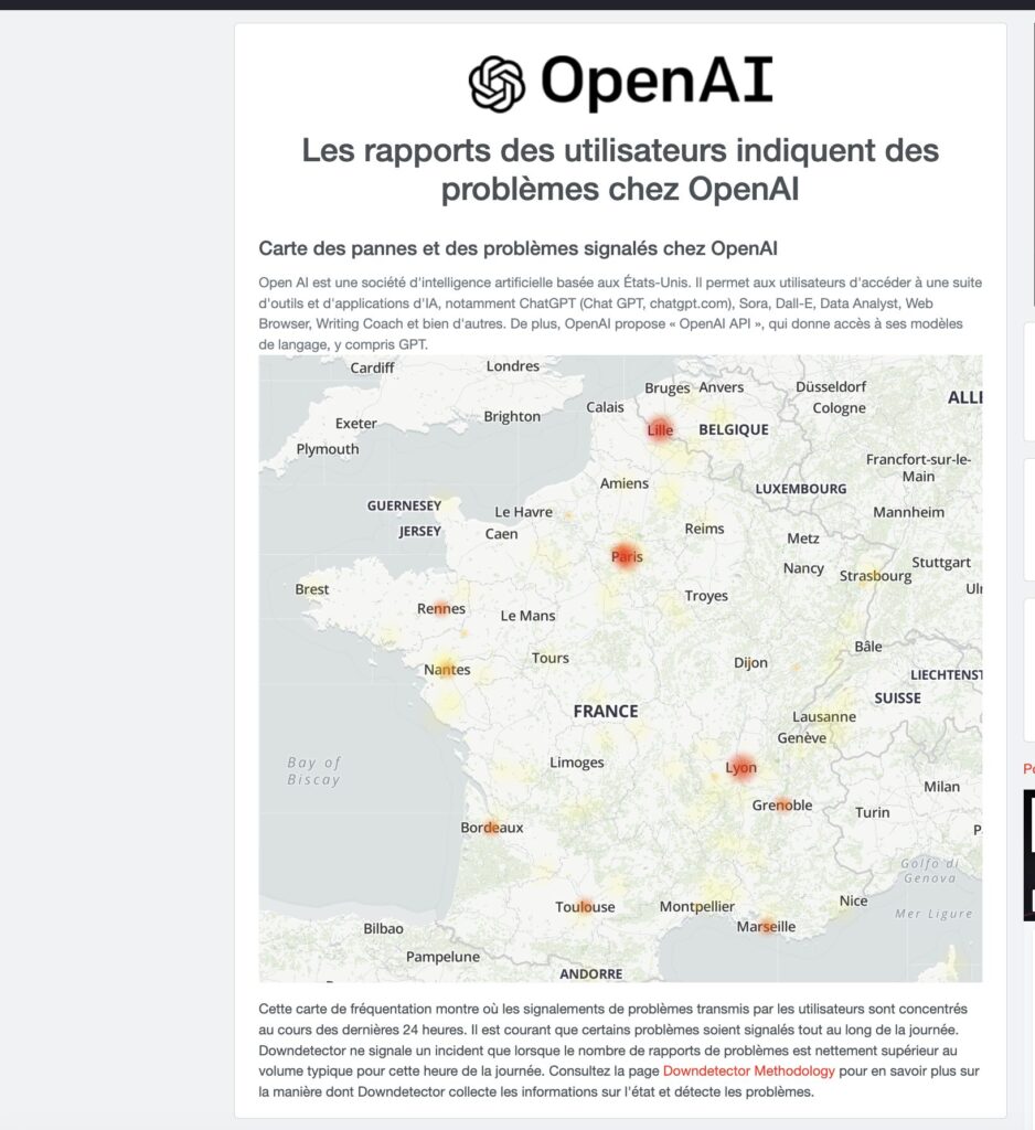 Les signalements sont en France // Source : Capture d'écran Numerama