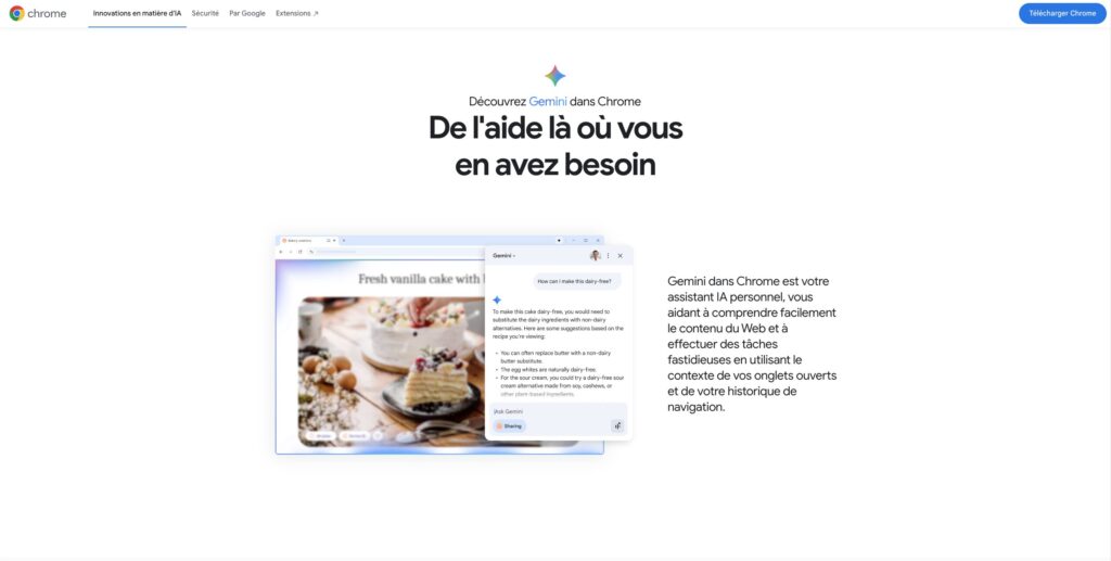Gemini sera accessible sur Chrome via une icône // Source : Google Gemini sera accessible sur Chrome via une icône // Source : Google