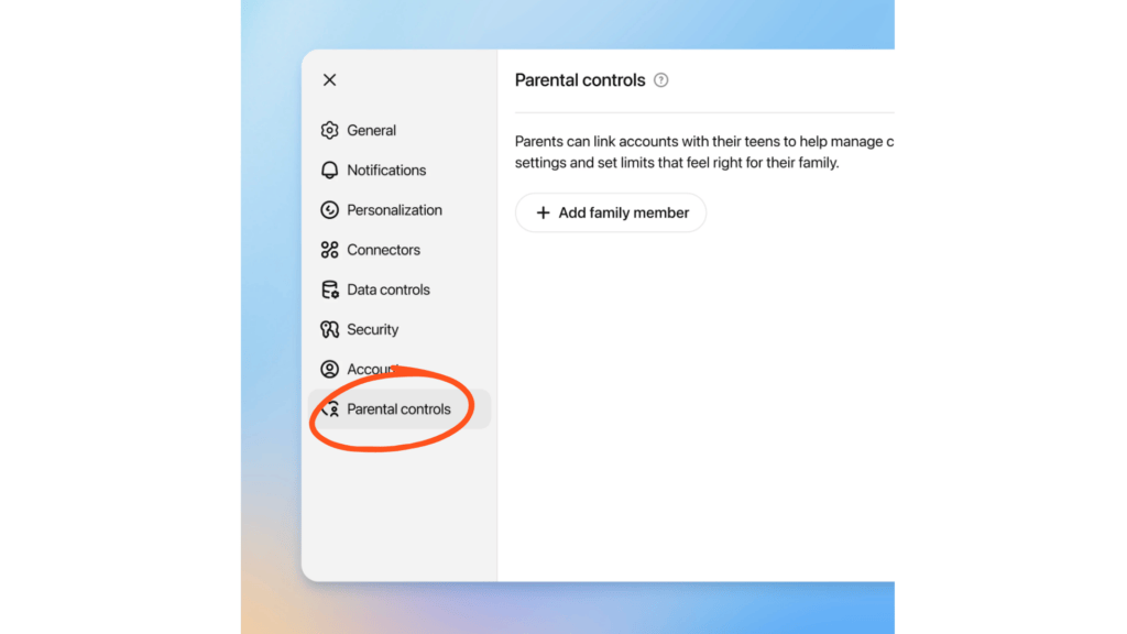Les parents peuvent personnaliser l'expérience de ChatGPT via une simple page de configuration dans les paramètres du compte. // Source : OpenAI Les parents peuvent personnaliser l'expérience de ChatGPT via une simple page de configuration dans les paramètres du compte. // Source : OpenAI